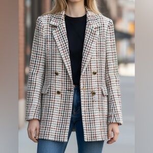 ✨ Anne Klein Tweed Jacket | Plaid w/Metallic Thread | Tailored Classic ✨
